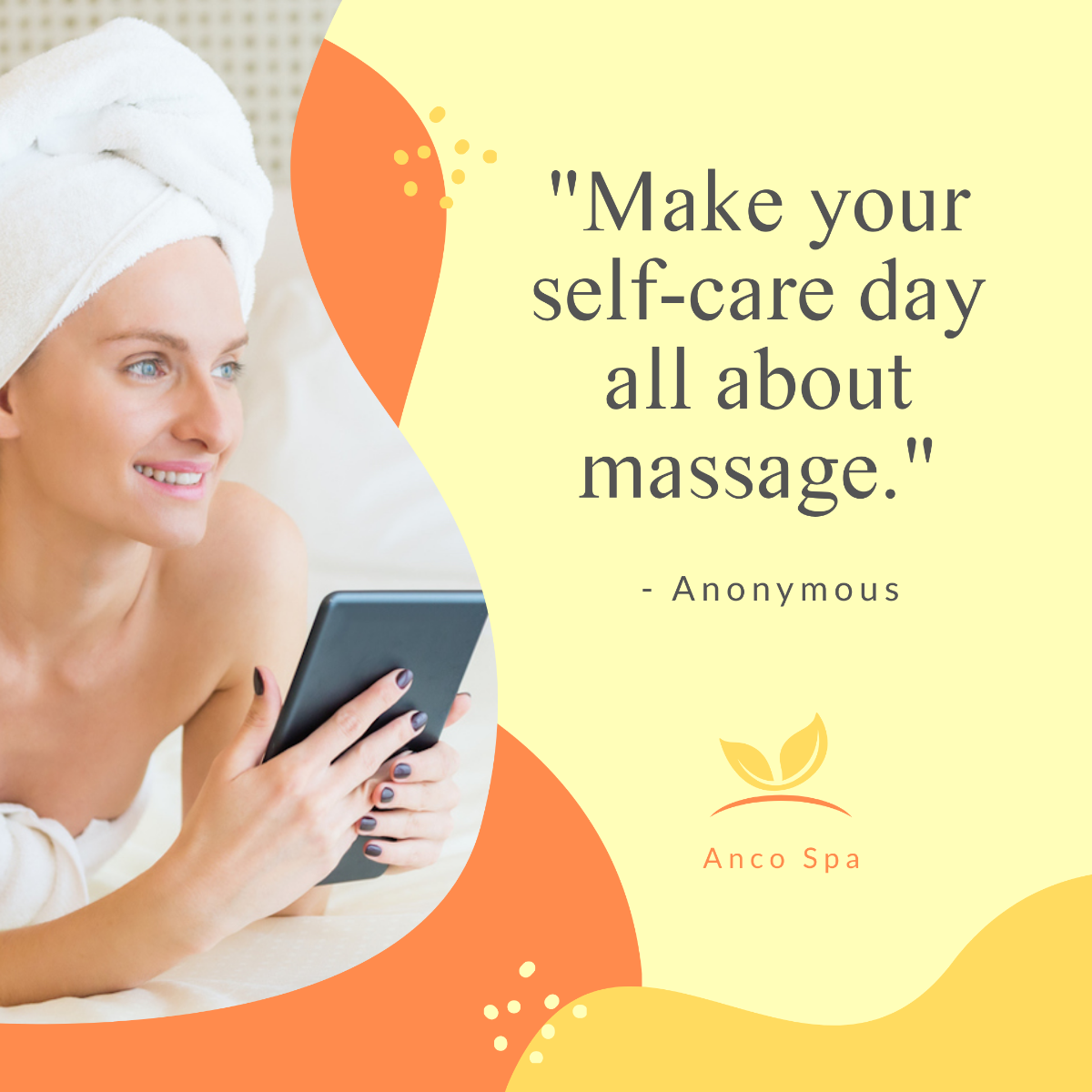 Free Self Care Massage Quote Post, Instagram, Facebook Template