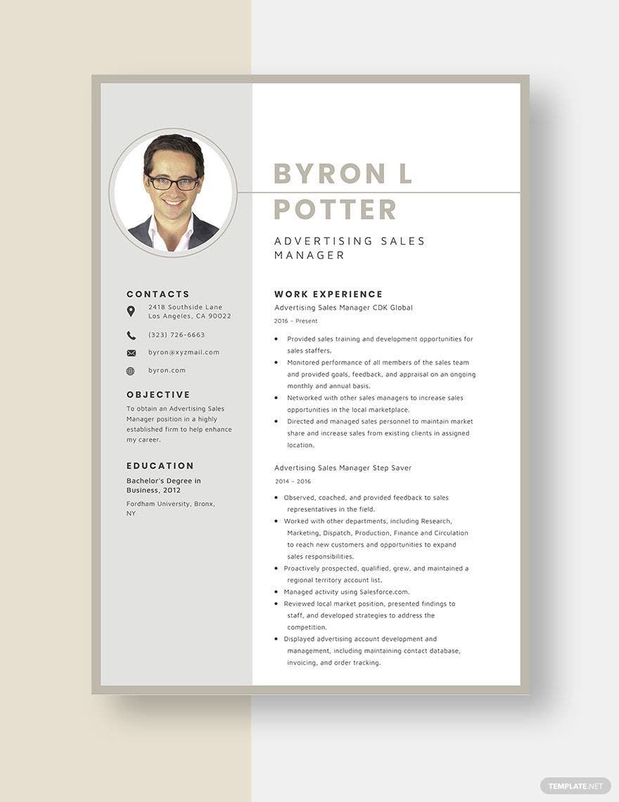 Advertising Sales Manager Resume