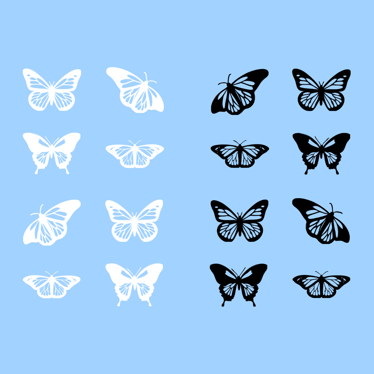 Free Black and White Butterfly Vector Template