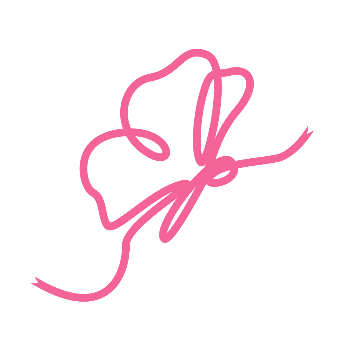 Pink Ribbon Butterfly Vector Template