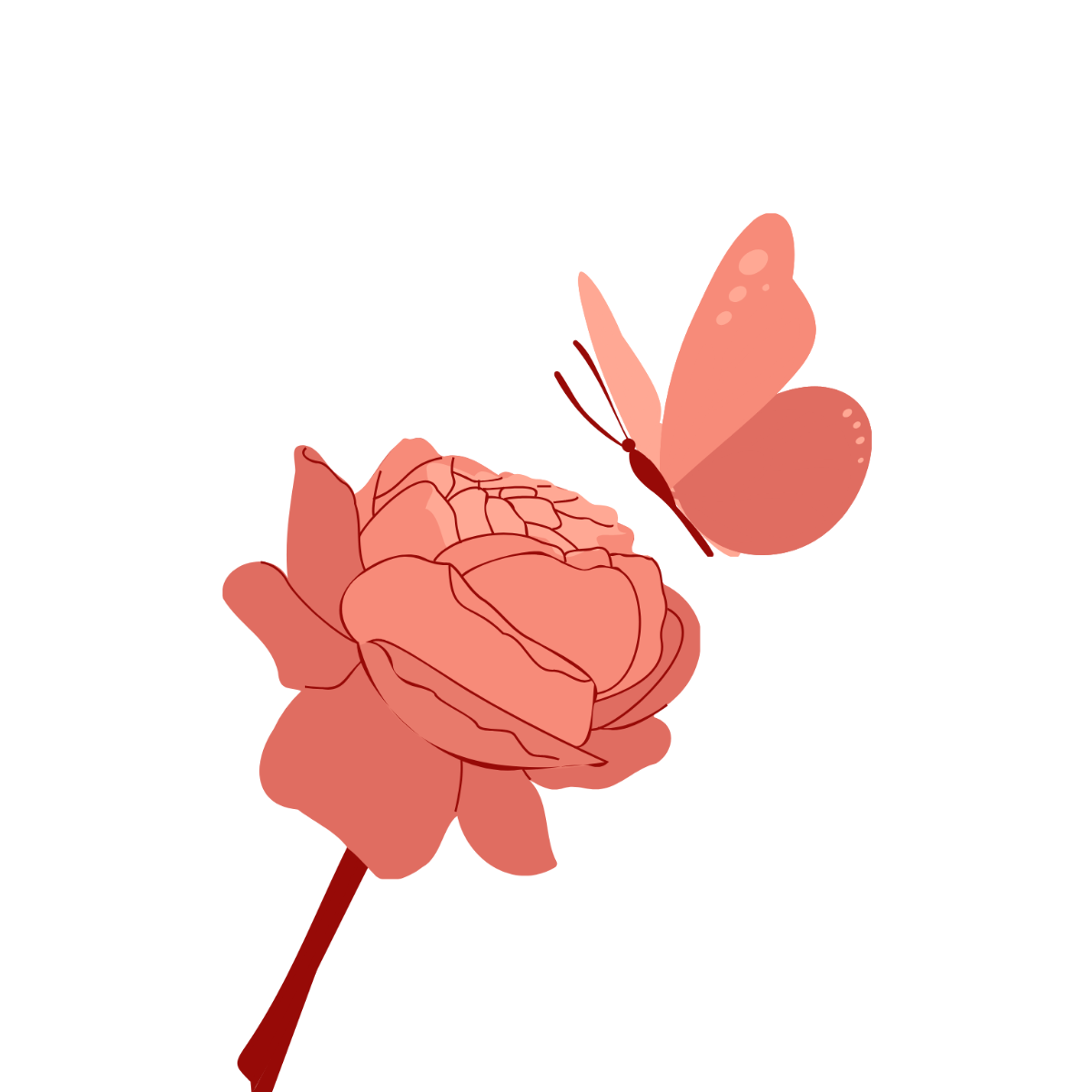 Free Rose With Butterfly Vector Template