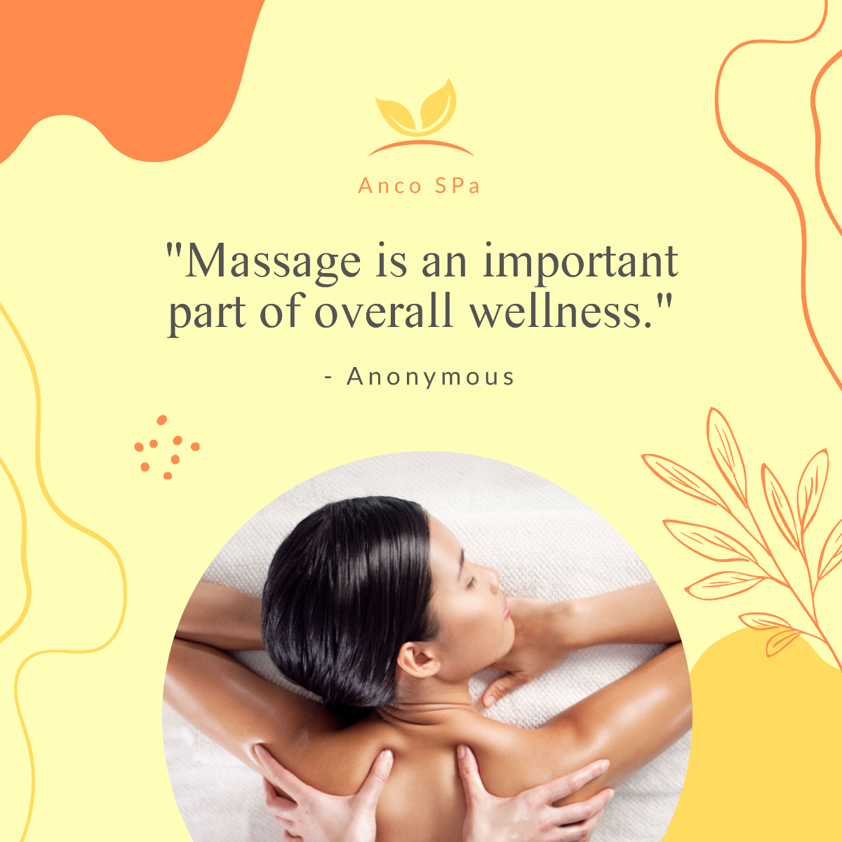 Free Wellness Massage Quote Post, Instagram, Facebook Template