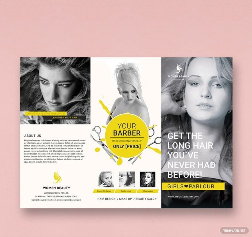 A3 Beauty Parlor Tri-Fold Brochure Template