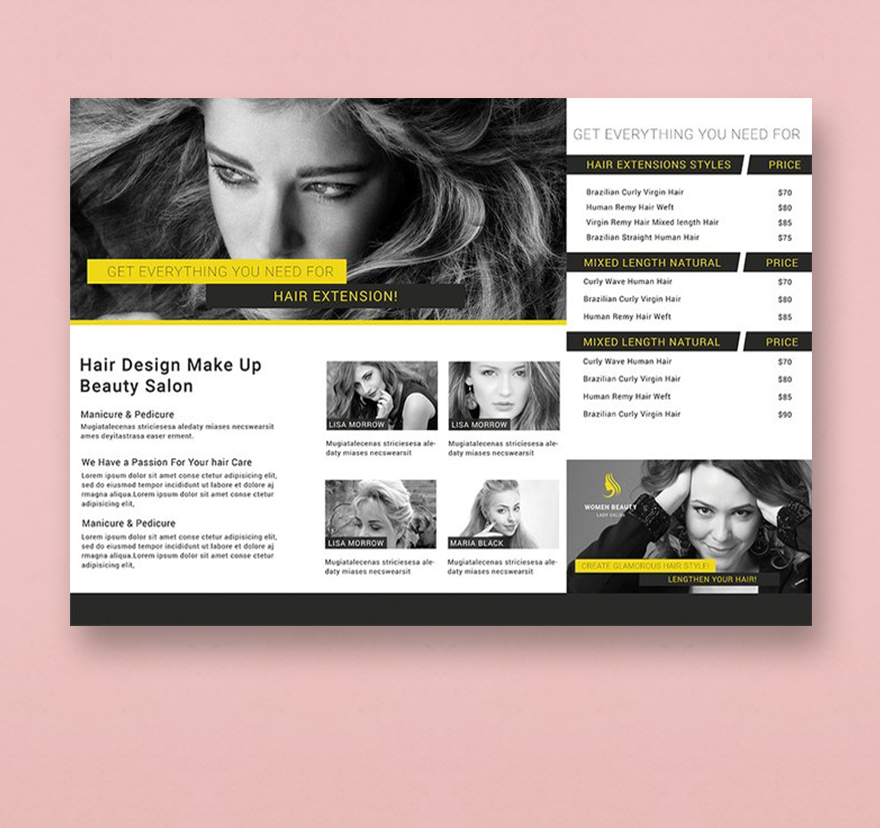 Free A Beauty Parlor TriFold Brochure Template