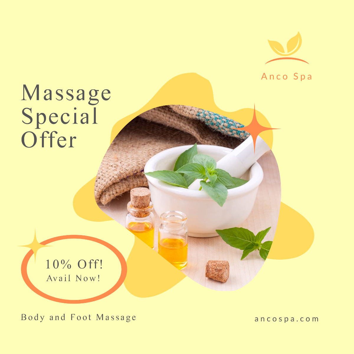 Massage Special Offer Post, Instagram, Facebook Template