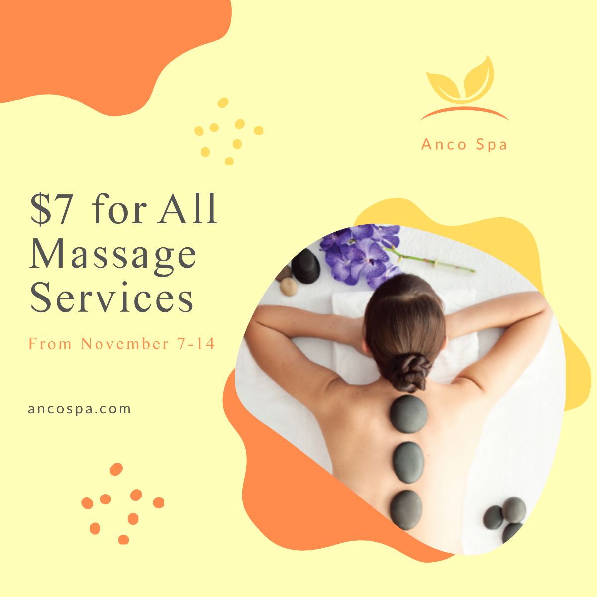 Massage Services Discount Offer Post, Instagram, Facebook Template