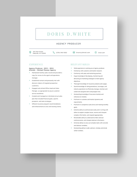 Agency Producer Resume Template
