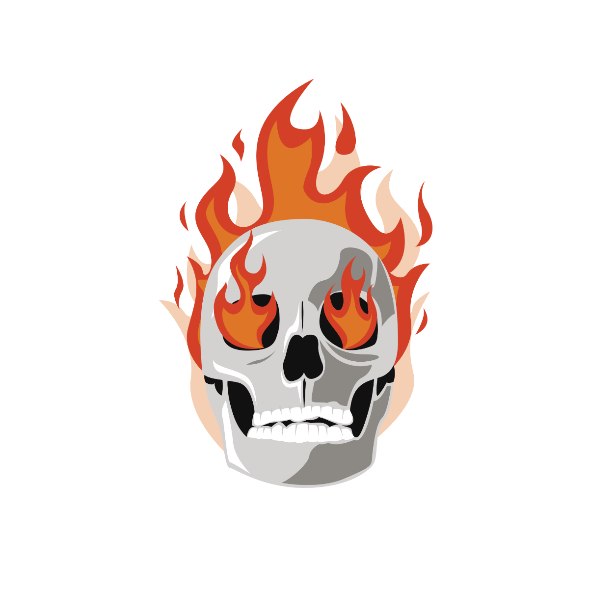 Flaming Skull Vector Template