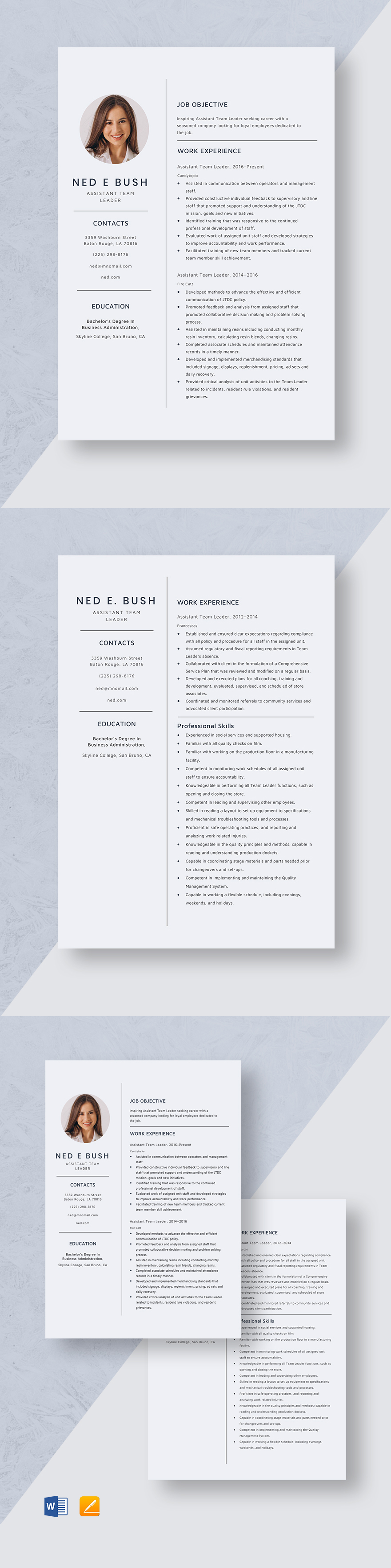 assistant-team-leader-resume-template-word-apple-pages-template