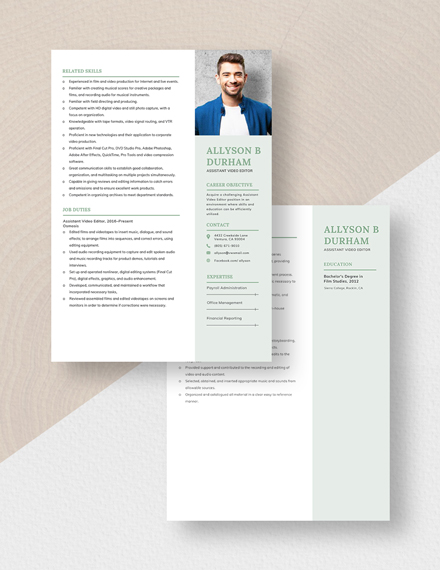 Assistant Video Editor Resume Download