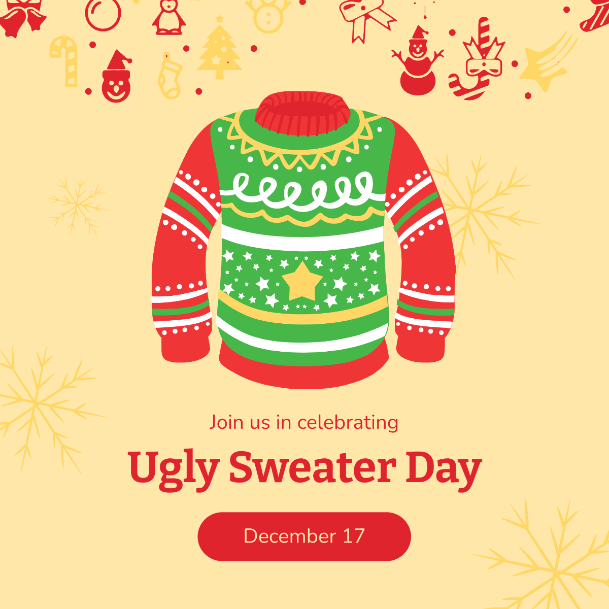 Free Ugly Sweater Day Instagram Post Template