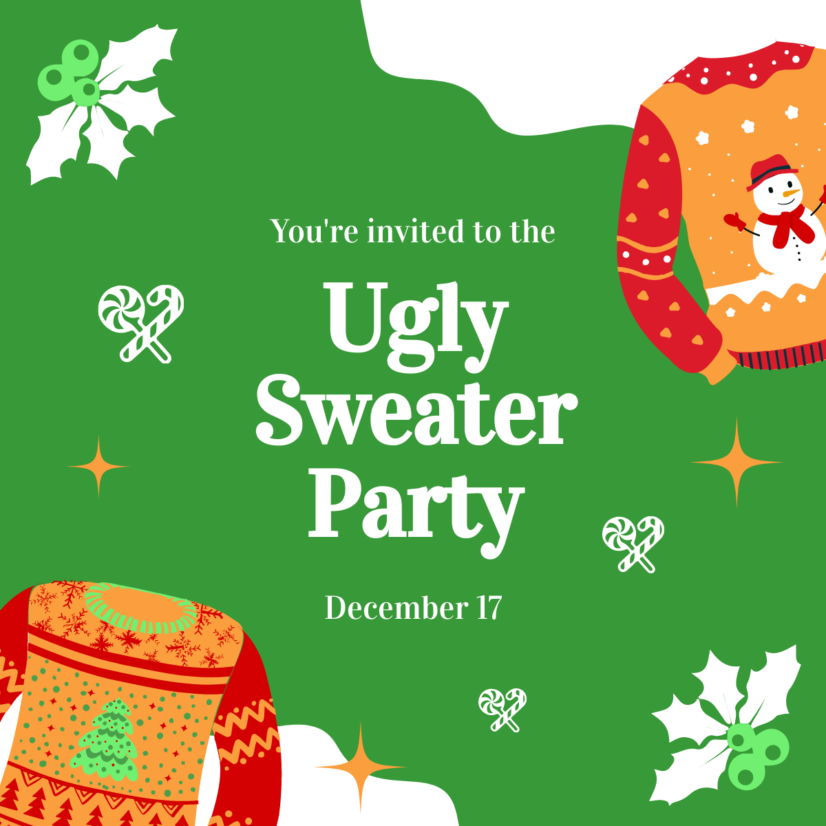 Ugly Sweater Party Linkedin Post template