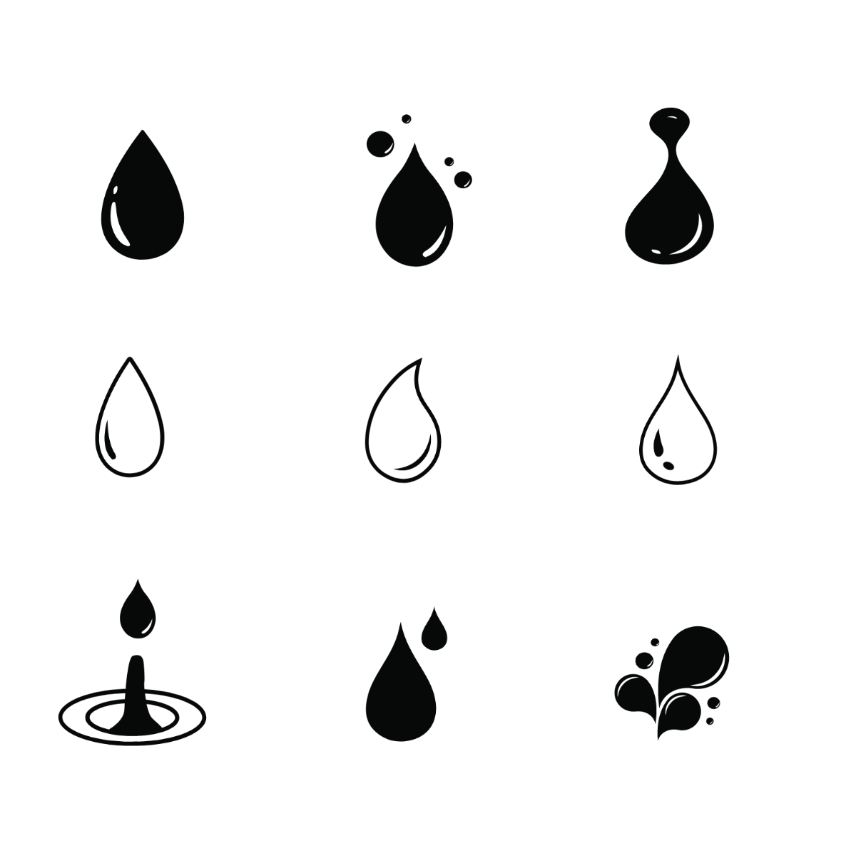 Black And White Water Drop Vector Template
