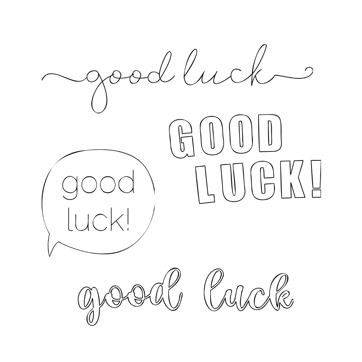 Good Luck Outline Vector Template