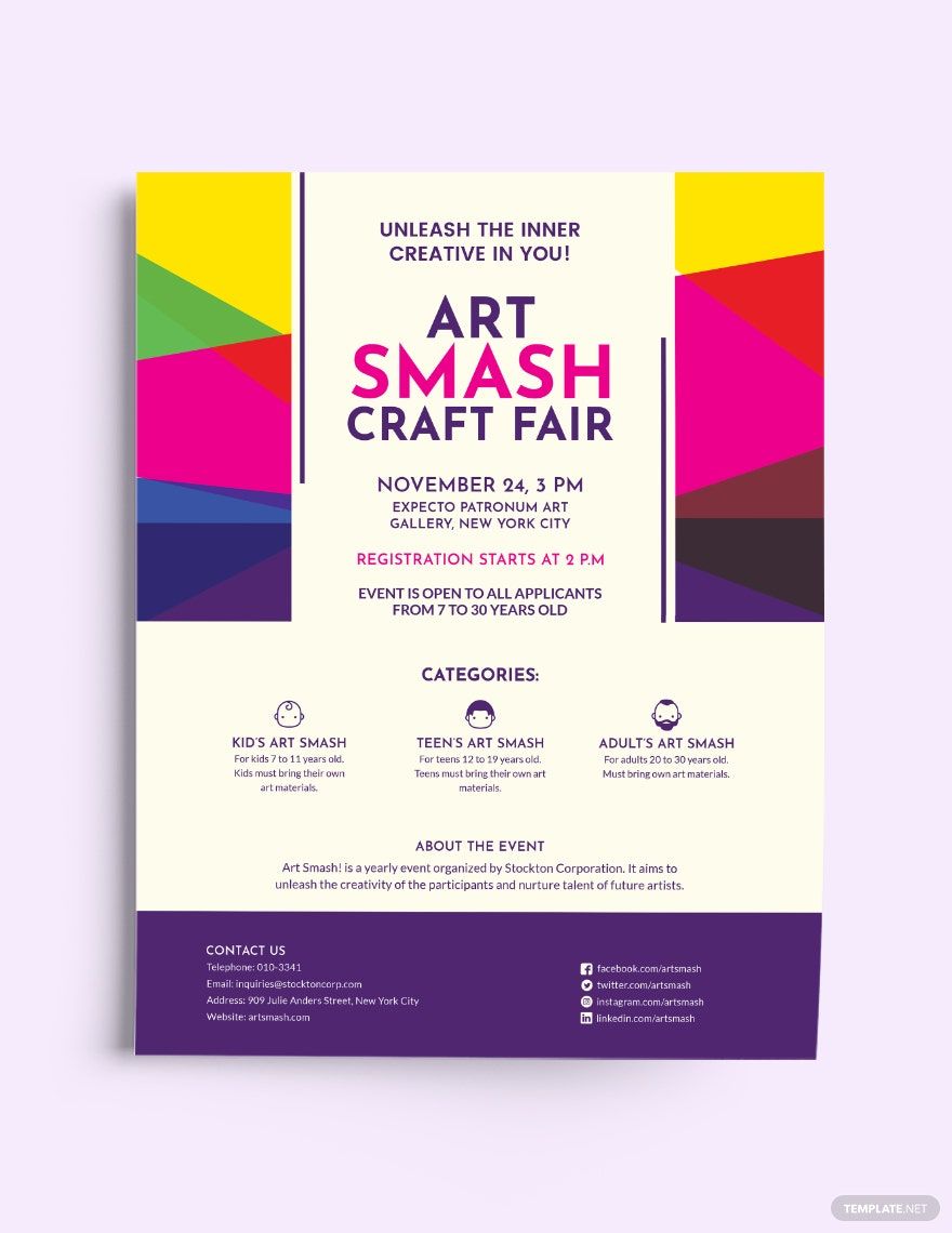 Free Arts Craft Fair Flyer Template in Word, Google Docs, Illustrator, PSD, Apple Pages, Publisher, InDesign