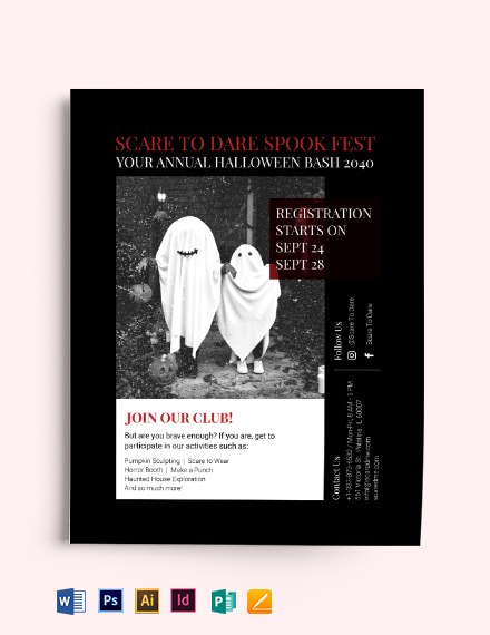 Black Halloween Club Flyer Template Word Doc Psd Indesign Apple Mac Pages Publisher Illustrator