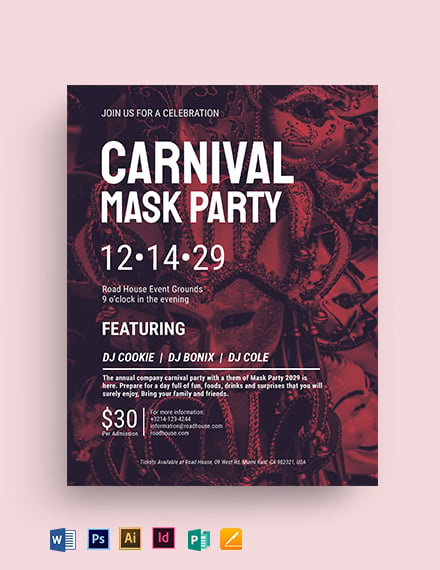 carnival mask party flyer