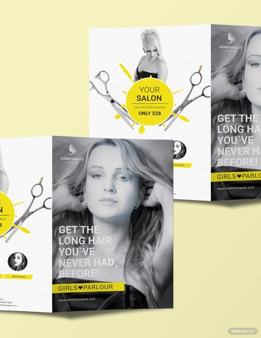 Beauty Parlor A3 Bifold Brochure Template