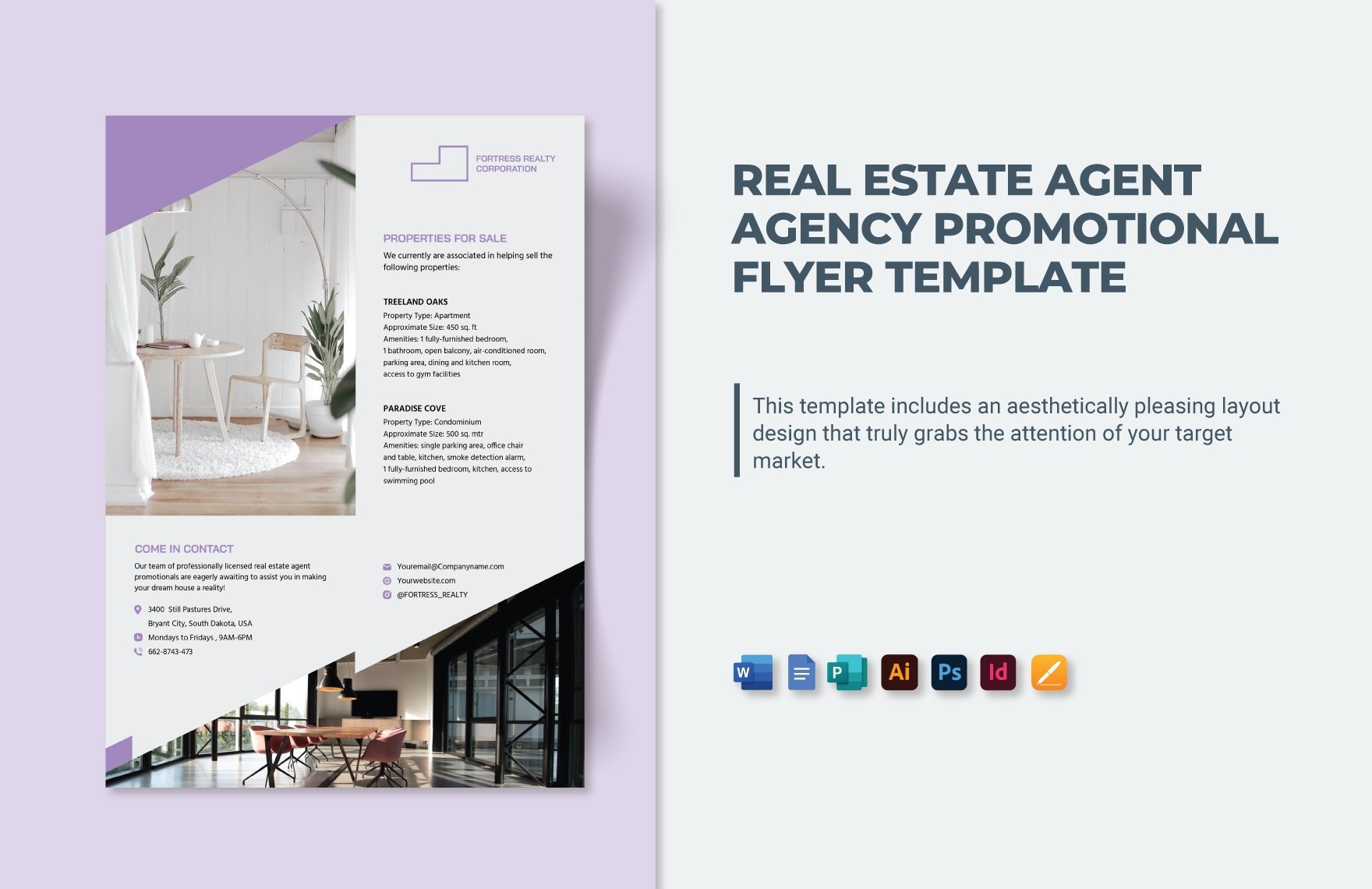 Real Estate Agent Agency Promotional Flyer Template