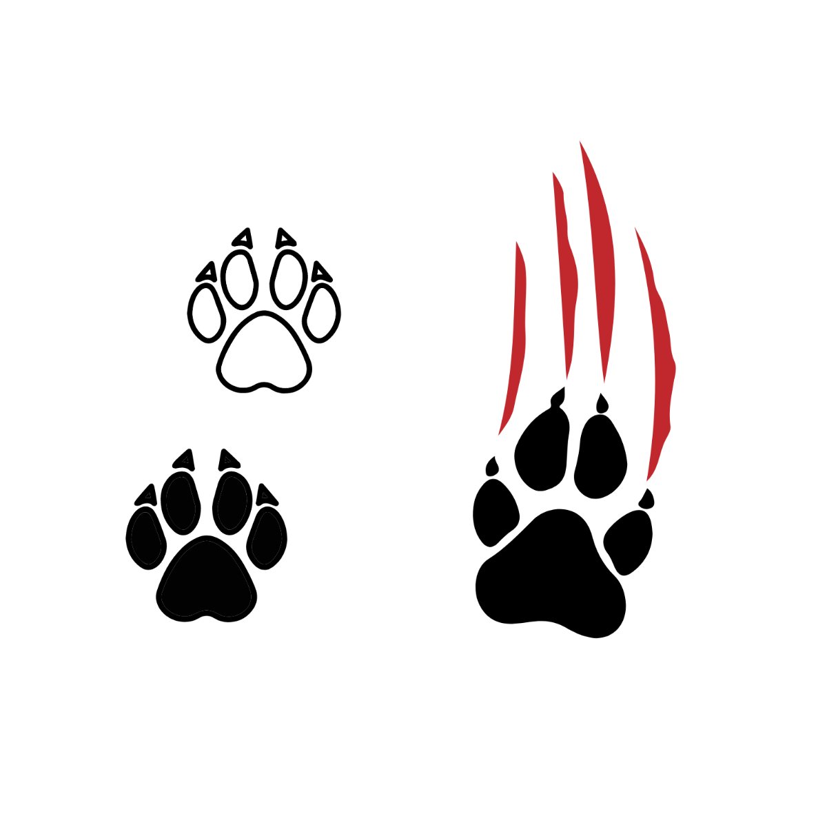 Wolf Paw Print Vector Template