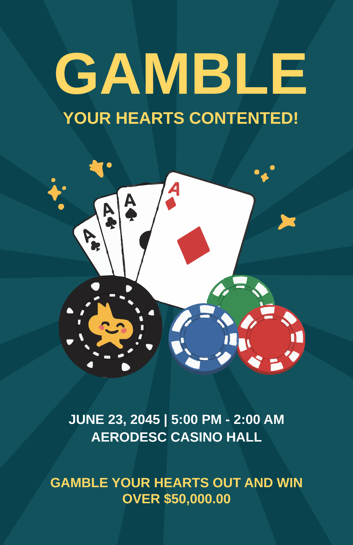 Free Casino Game Poster Template to Edit Online