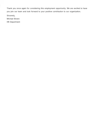 Free Employment Intent Letter Template to Edit Online