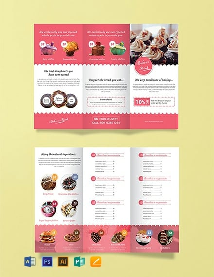 Free Bakery TriFold Brochure Template