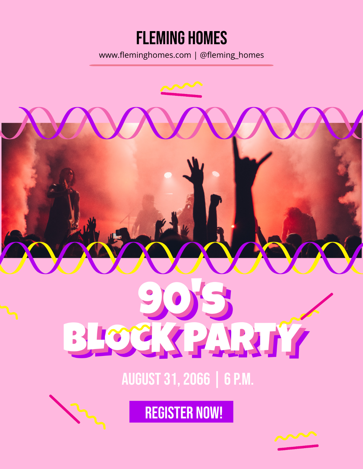 90's Block Party Flyer Template - Edit Online & Download