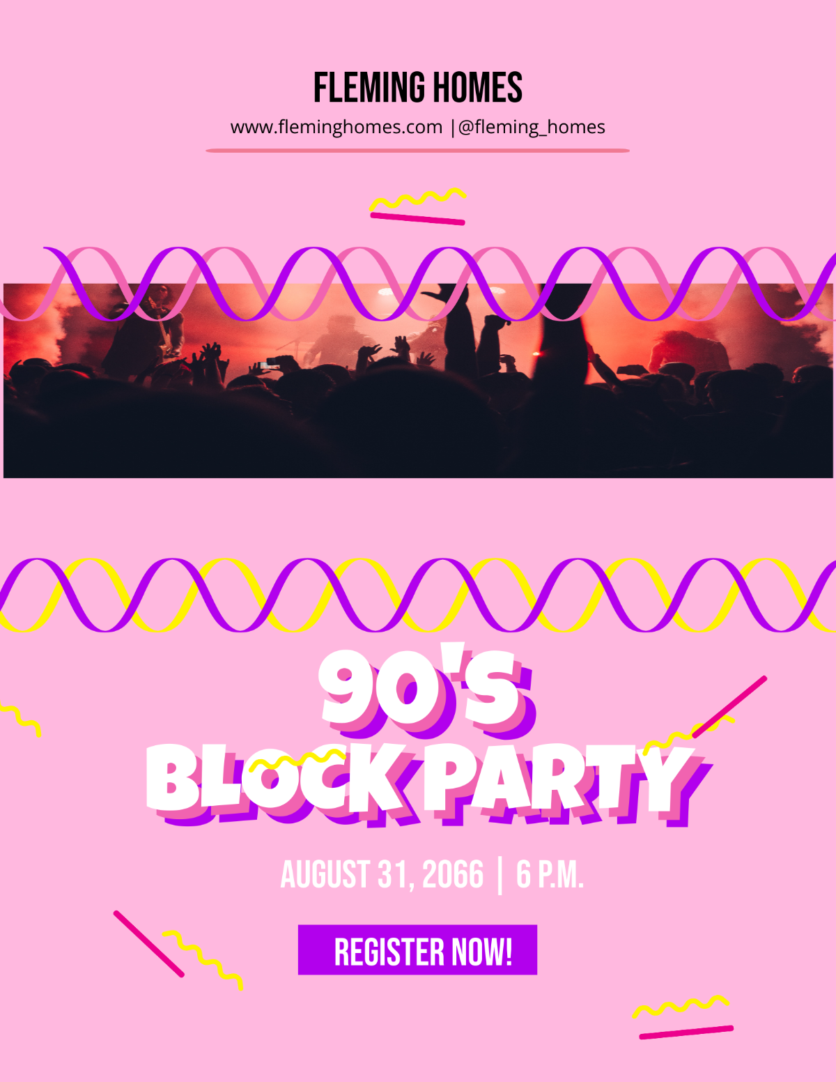 90's Block Party Flyer Template