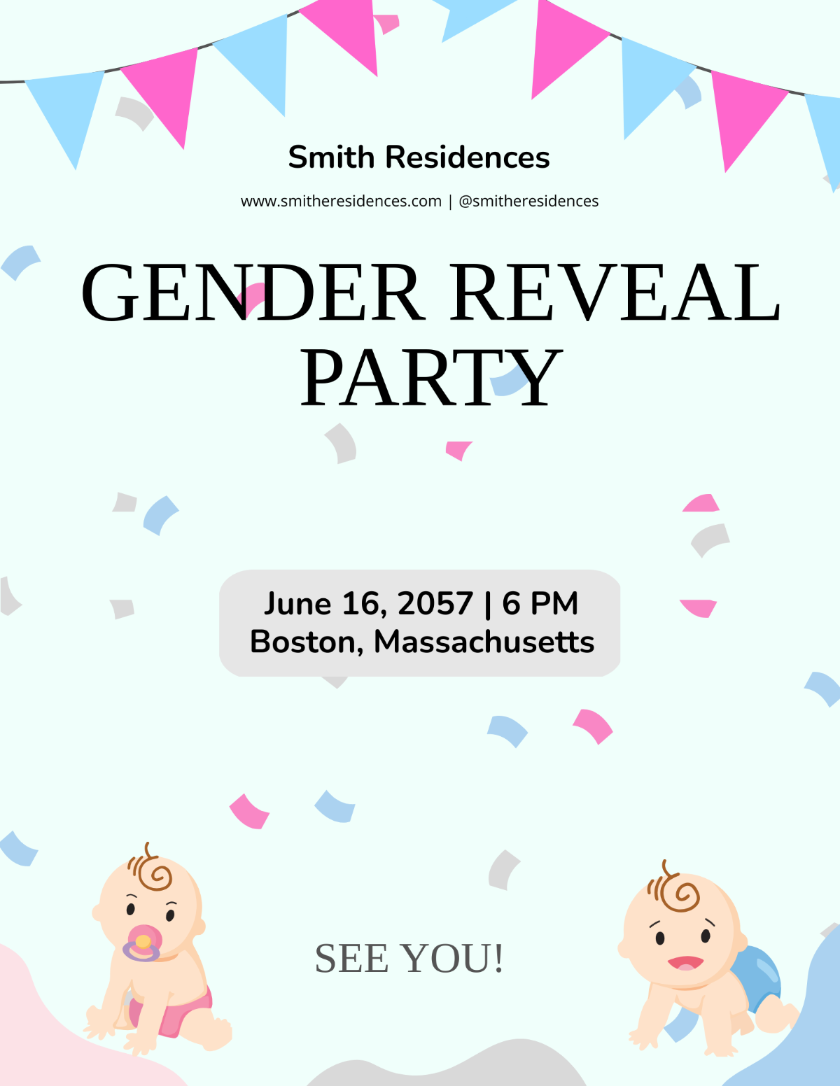 Gender Reveal Party Flyer Template - Edit Online & Download