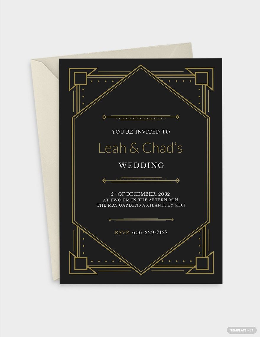 Art Deco Fall Wedding RSVP Invitation Template