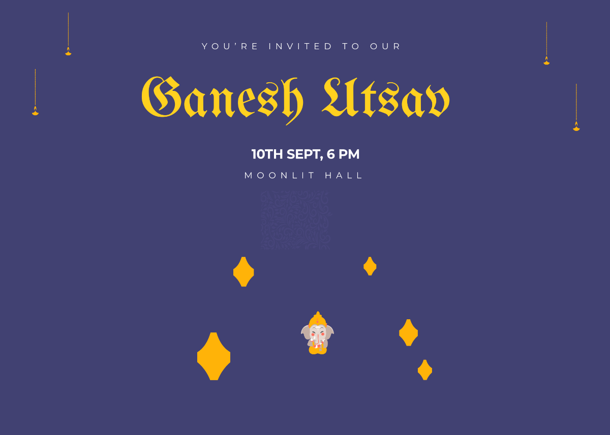 Free Ganesh Chaturthi Invitation Background Template to Edit Online