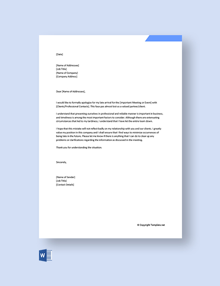 FREE Business Apology Letter for Miscommunication Template - Word