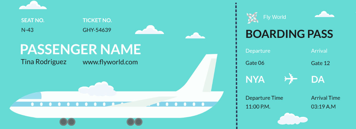 Airplane Ticket Template - Edit Online & Download