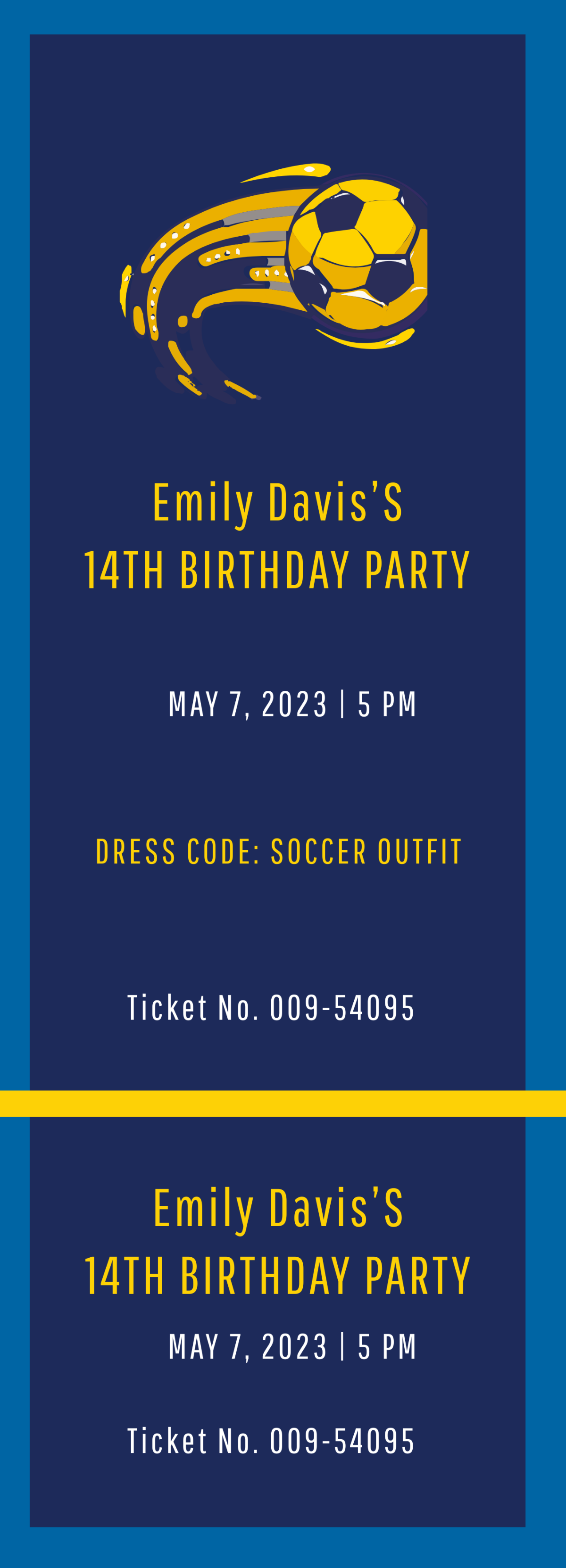 Soccer Birthday Invitation Ticket