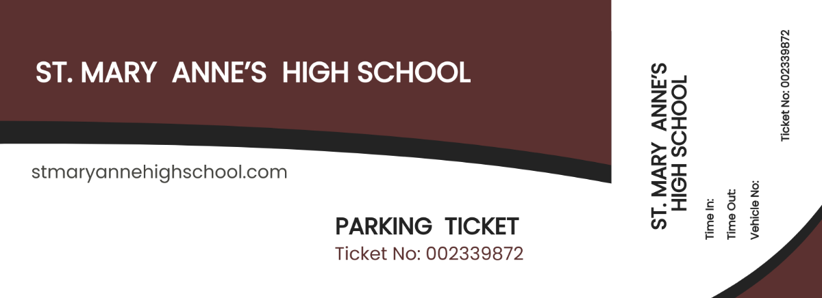 High School Parking Ticket Template