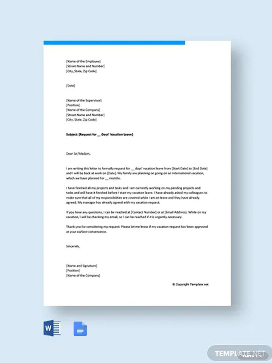 Request Letter For Vacation Leave Approval Infoupdate