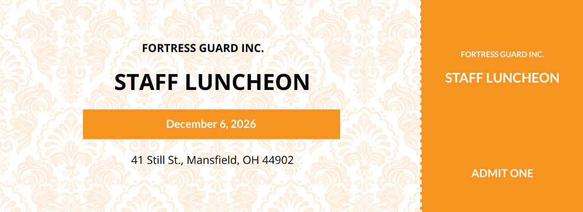 Luncheon Food Ticket Template - Edit Online & Download