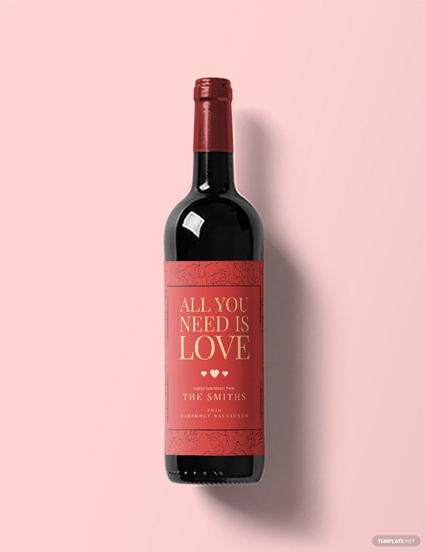 Valentine's Day Wine Label Template