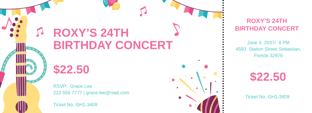 Birthday Concert Ticket Template - Edit Online & Download