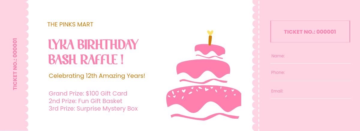 Free Birthday Raffle Ticket Template to Edit Online