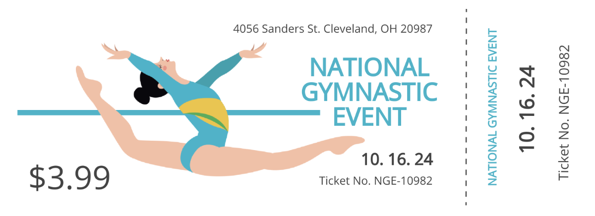 Gymnastic Event ticket template