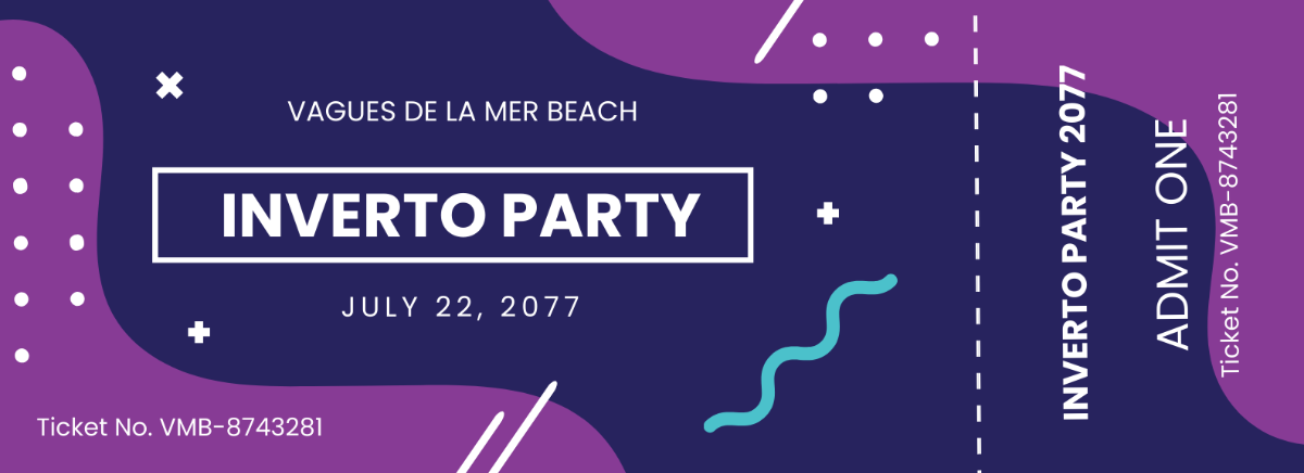 Inverto Party Event Ticket Template - Edit Online & Download