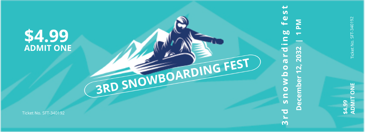 Snowboarding Ticket Template