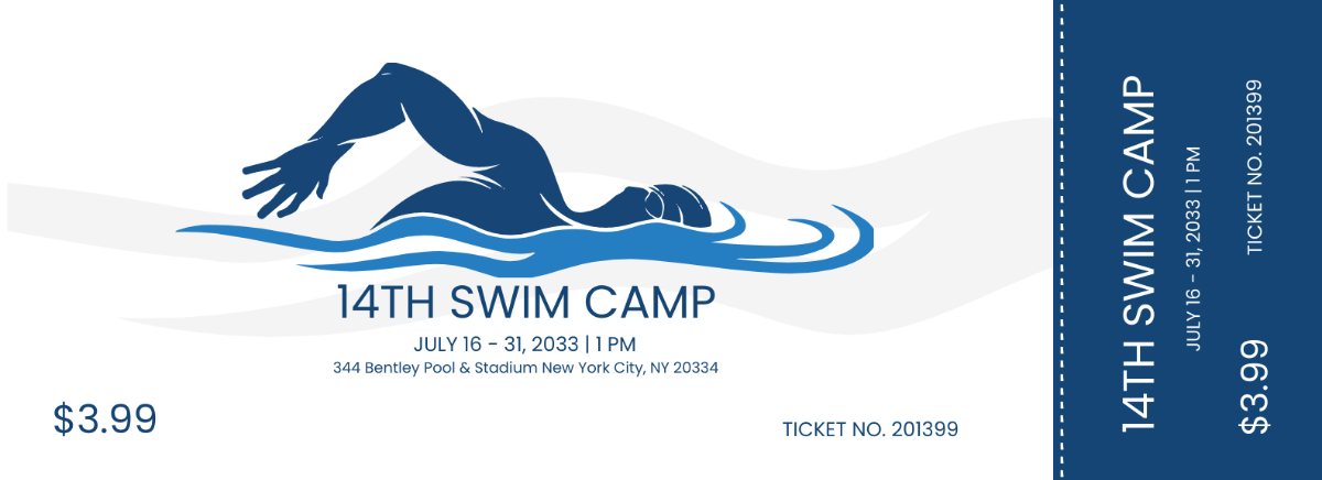 Swim Camp Ticket Template