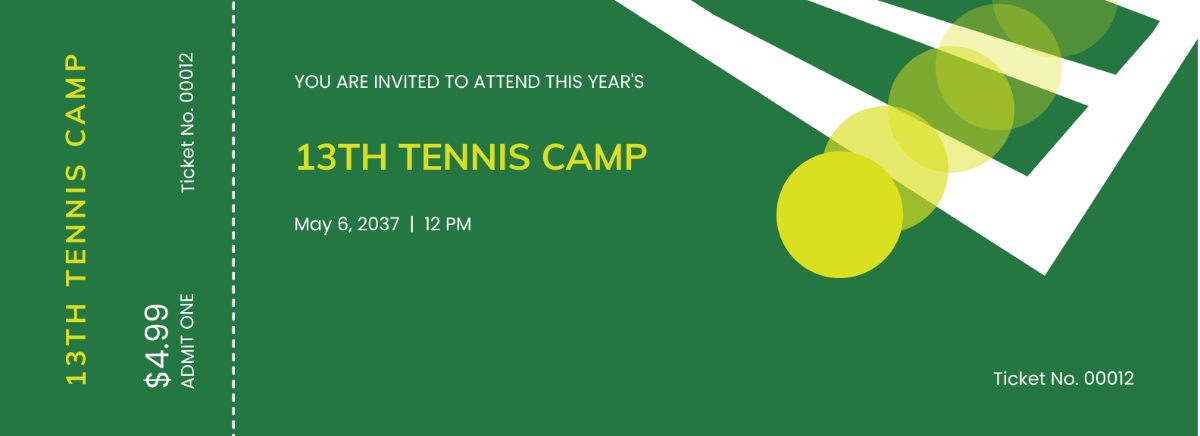 Tennis Camp Ticket Template