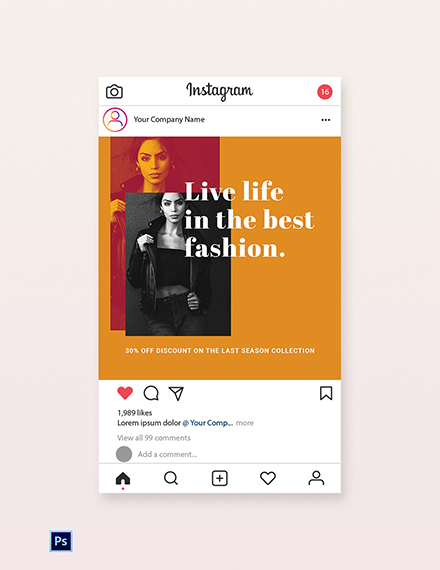 FREE Clean Fashion Sale Instagram Post Template - PSD | Template.net