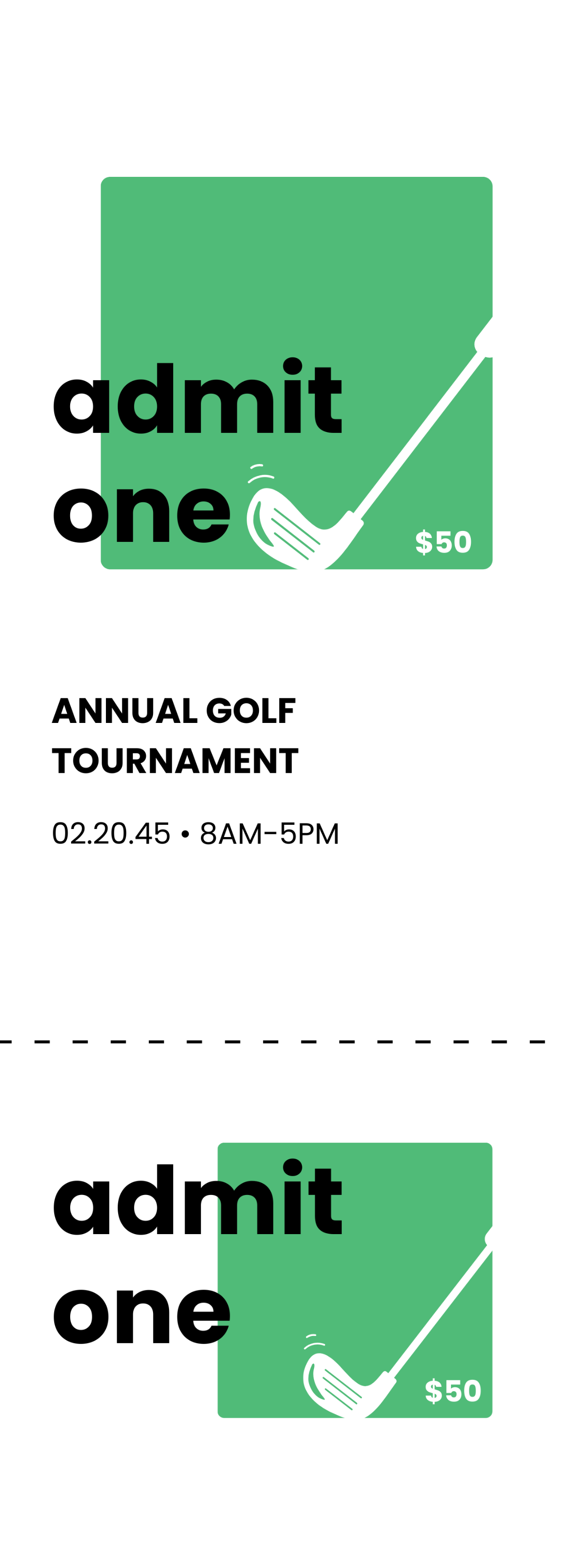 Club Golf Tournament Ticket Template