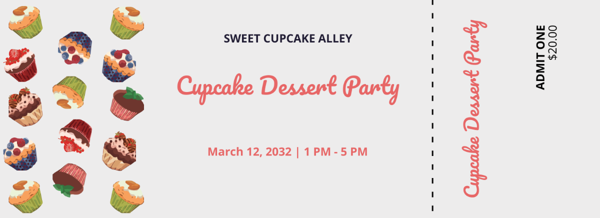 Cupcake Event Food Ticket