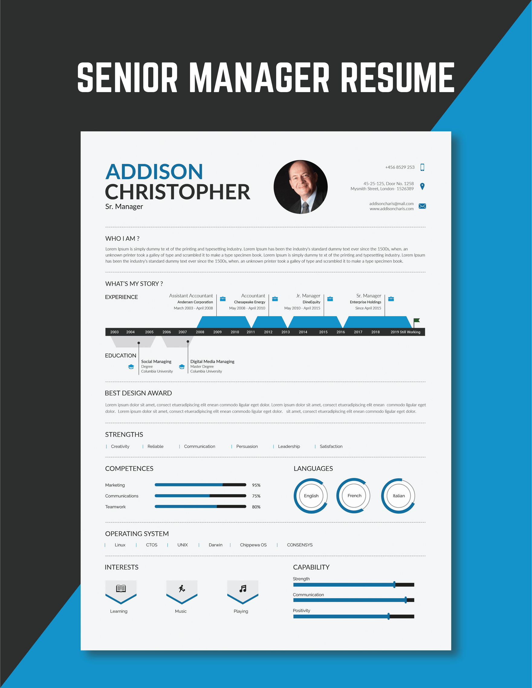 Senior Manager Resume
